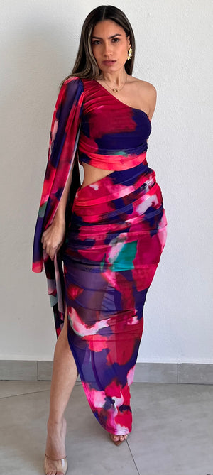 Truly Inspiring Print Mesh Midi Dress