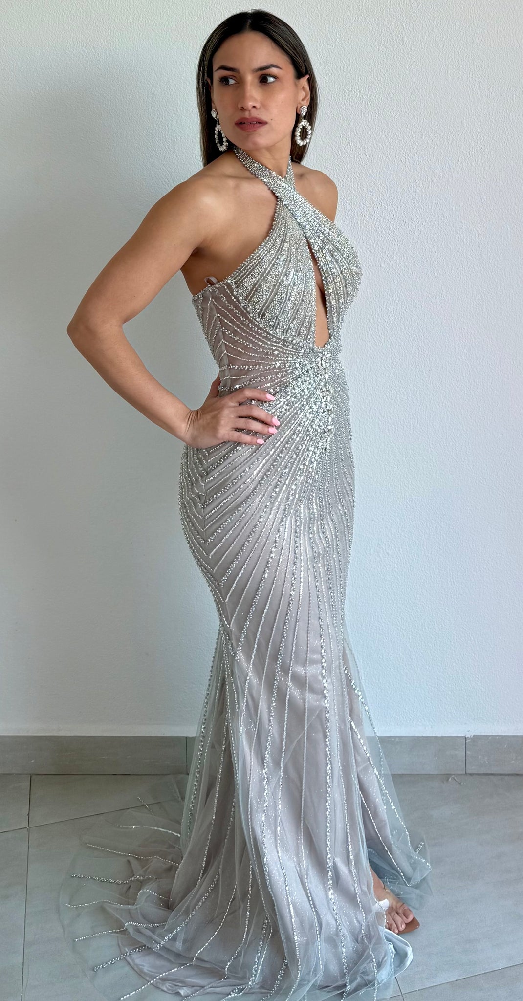 Just Like a Beauty Queen Silver Formal Gown