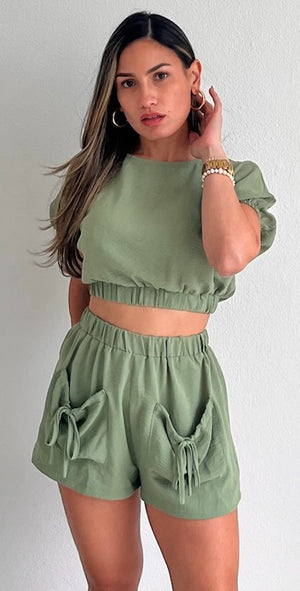 Cutest Duet Olive Two-Piece Set