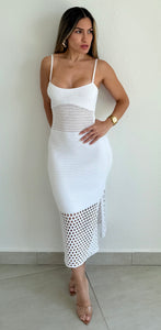 Beach You There White Crochet Midi Dress