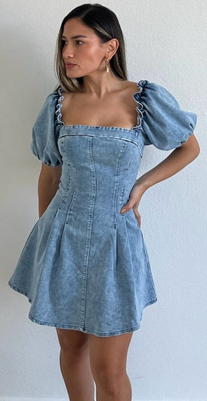 That Sweet Girl Denim Fit & Flare Dress