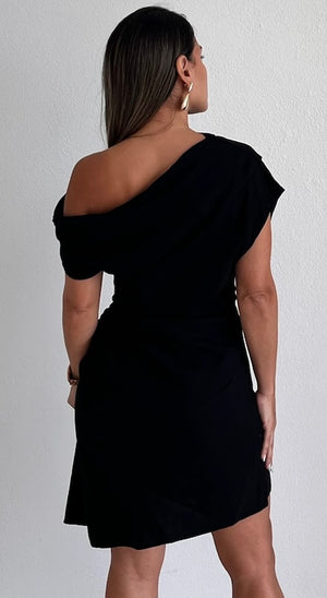 Stylish Splendor Black Asymmetrical Dress