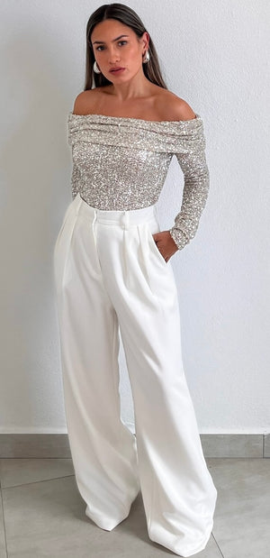 Sophisticated Style White Palazzo Pants