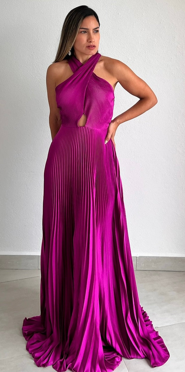 Keep You Enchanted Orchid Pleated Long Dress