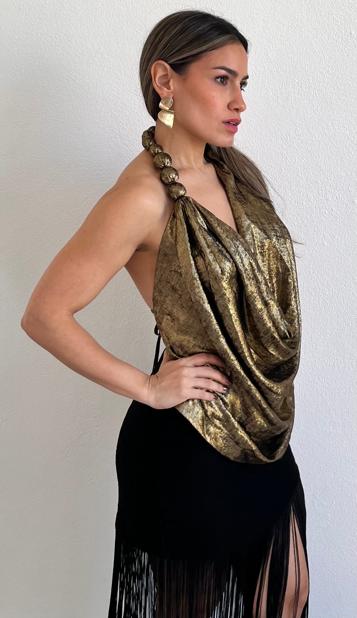 Resort Vibes Gold Asymmetrical Top