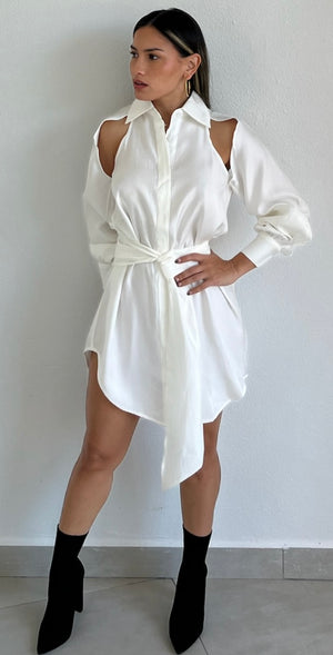 edgy shirt dress Denim with a twist This Oversized Ruffle Denim Shirt/Dress is giving all the versatilitywear it as a top, a dress, or layered open like a cardigan. Edgy with sneakers. Chic with heels