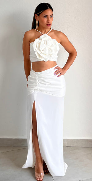 Flower Obsession White Cut-Out Maxi Dress