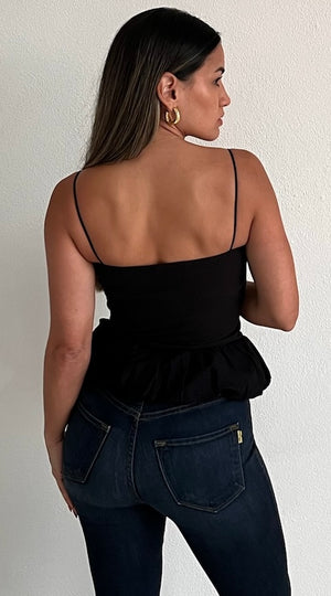 Cutely Defined Basic Bubble Black Top