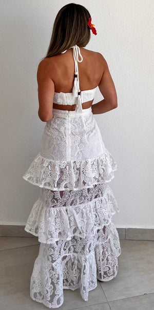 Ticket to Paradise White Embroidered Maxi Dress