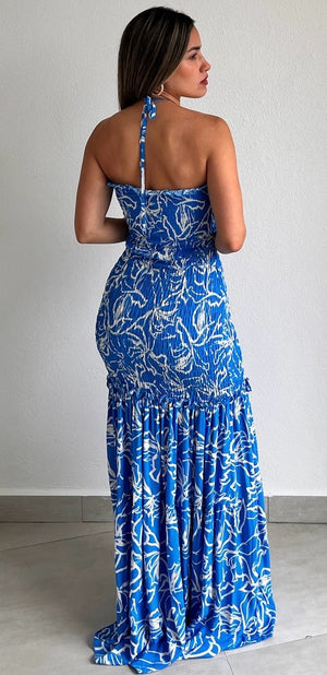 Refreshing Moment Print Scrunch Maxi Dress