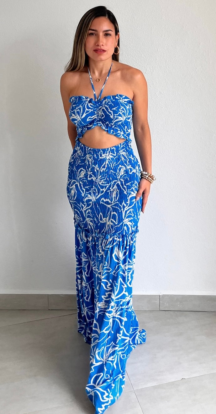 Refreshing Moment Print Scrunch Maxi Dress