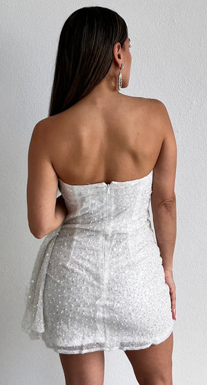 Spice Things Up White Sequins Corset Mini Dress
