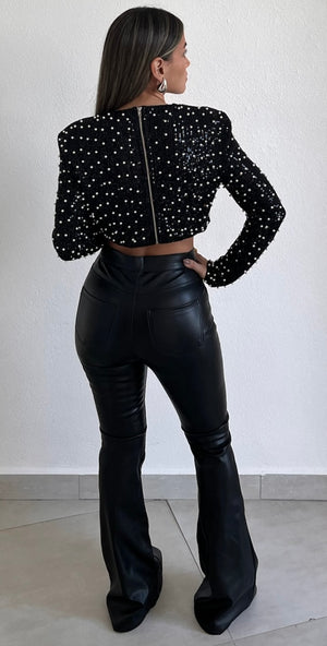 Meant To Stand Out Black Leather Flare Pants