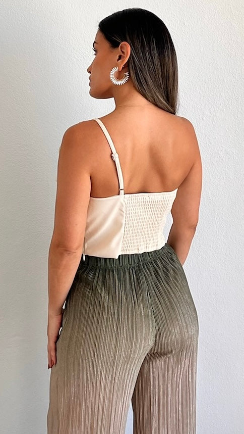 Bloom Style Leather One-Shoulder Crop Top