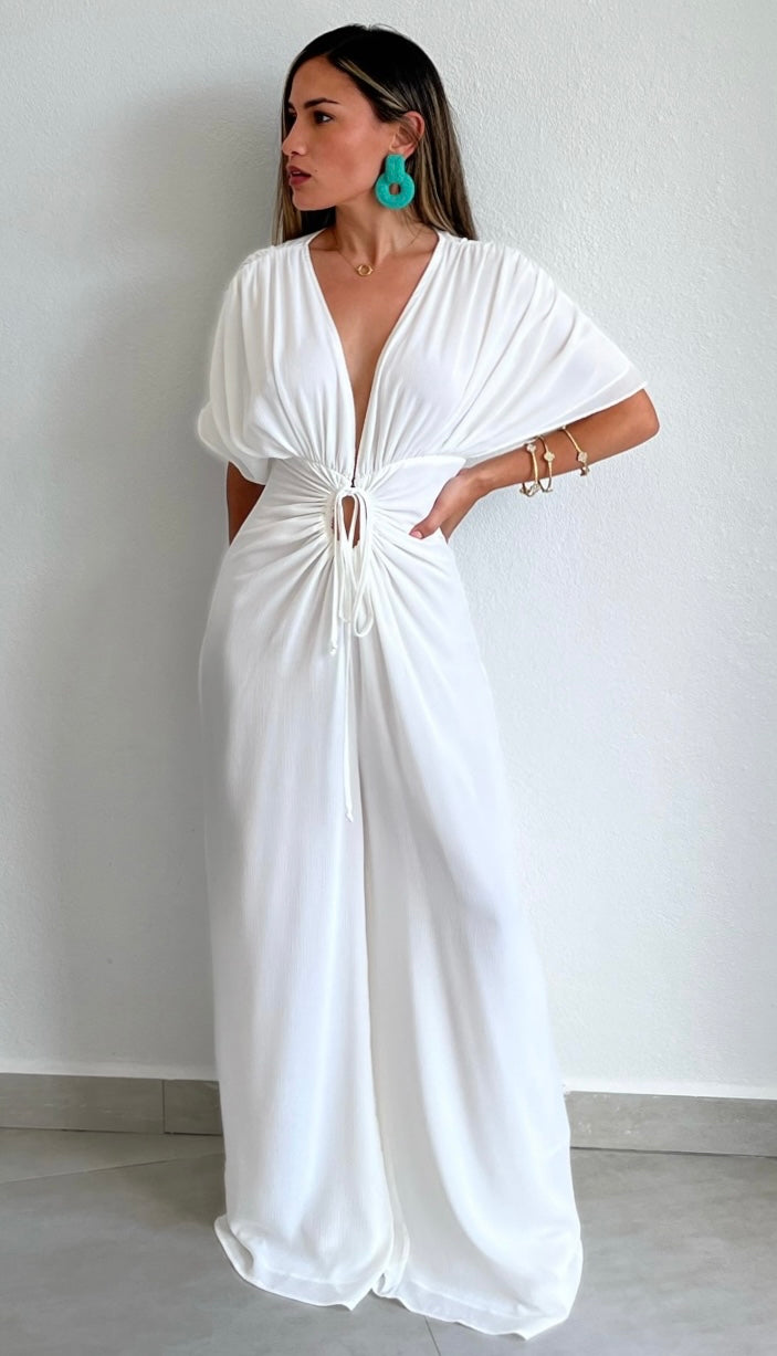 Always On Vacay in White Jumpsuit