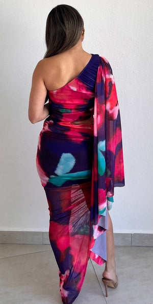 Truly Inspiring Print Mesh Midi Dress