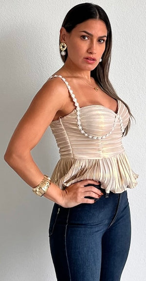 Radiant Moment Metallic & Pearls Top