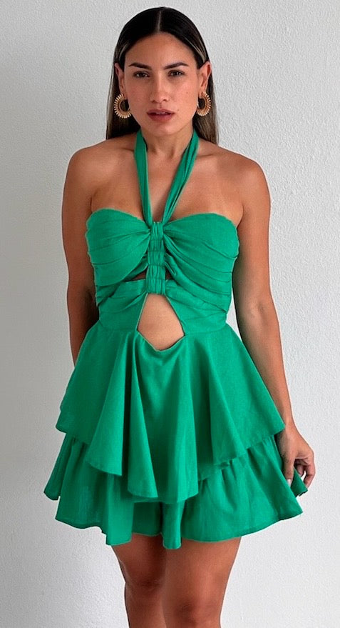 Flawless Days Green Halter Romper