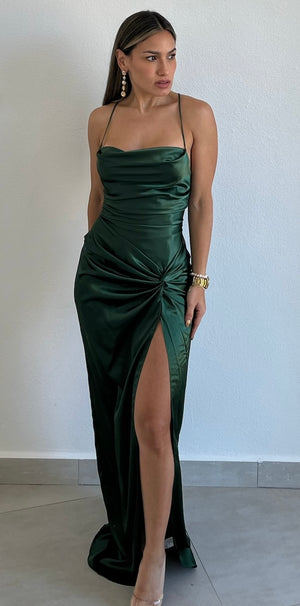 Grand Beauty Emerald Satin Formal Dress