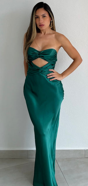 Rare Elegance Strapless Satin Formal Dress