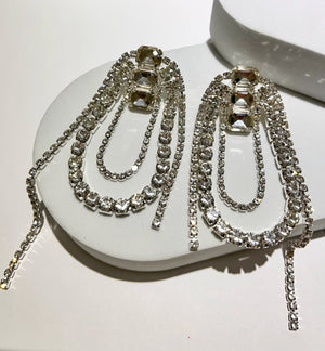 Daring to Dazzle Rhinestones Chain Earrings