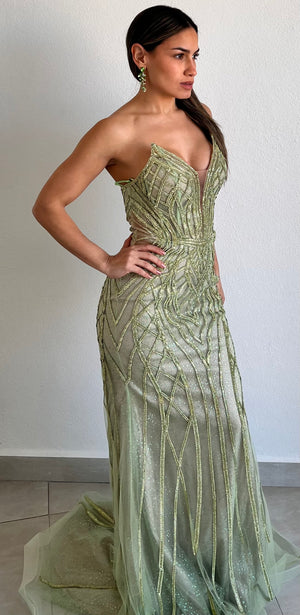 Feeling Like a Queen in Green Crystals Formal Gown