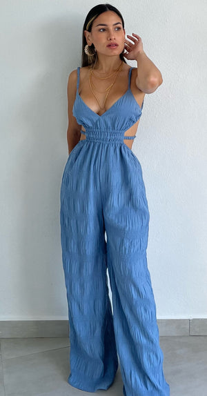 Divine Muse Midnight Blue Cut Out Jumpsuit