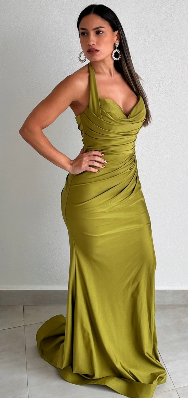 Inspiring Look Greenery Halter Formal Gown