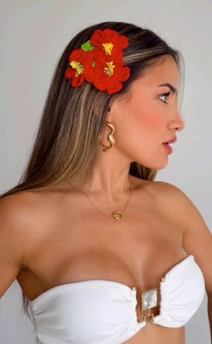 Crochet Three Amapolas Headpiece Clip