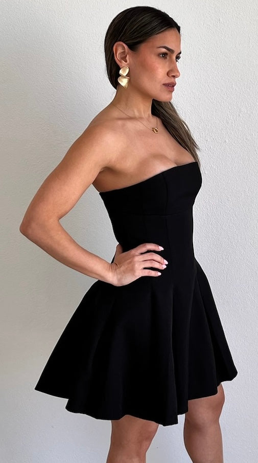Classy & Fun Black Fit & Flare Dress