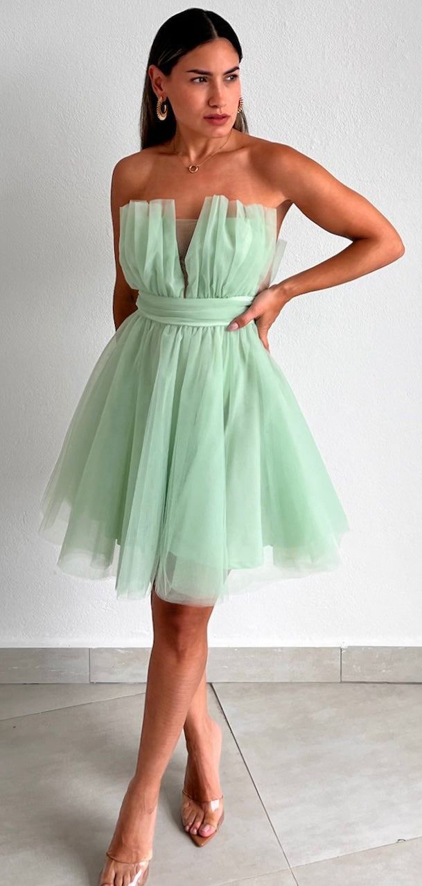 Charming Glamour Mint Tulle Mini Dress