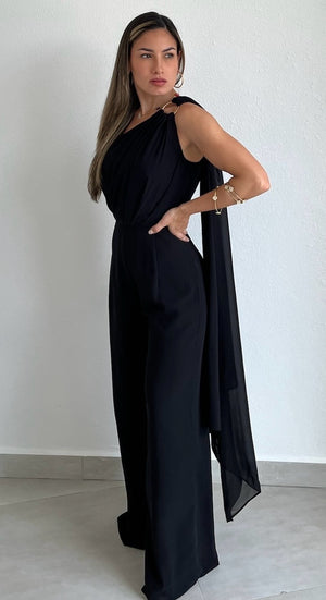 Enticing Endeavors Black One-Shoulder Jumpsuit