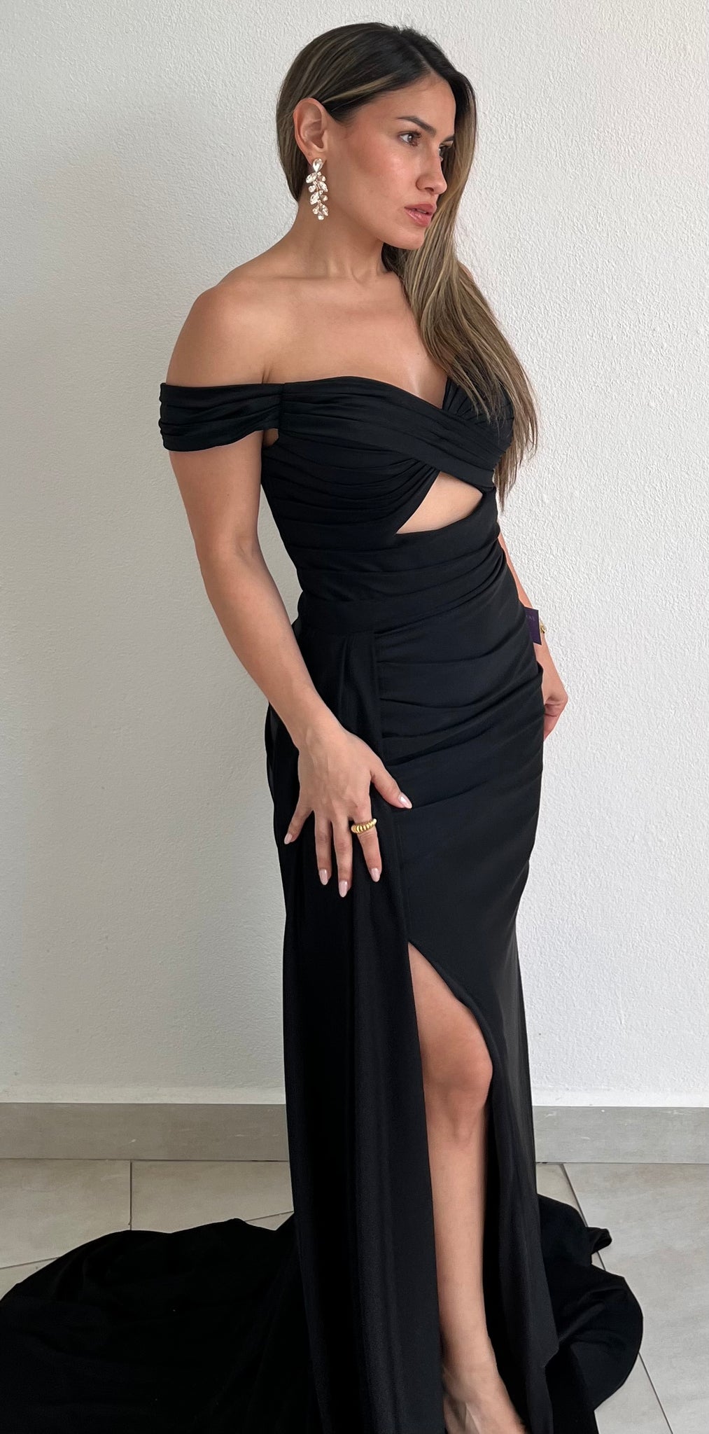Keep It Elegant Black Off-Shoulder Formal Gown