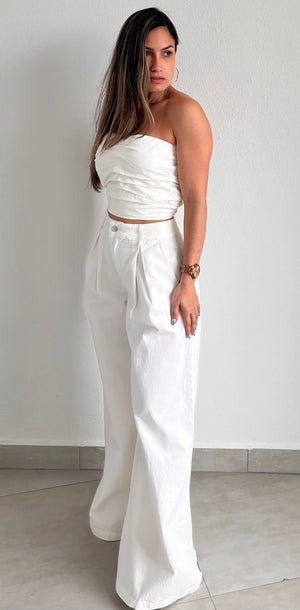 Trendy Attitude Denim Palazzo Two-Piece Set