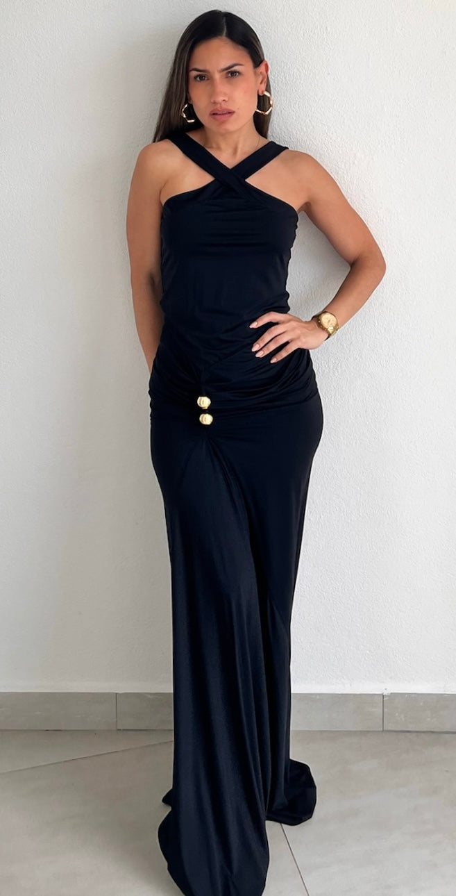 Alluring Temptation Black Long Dress