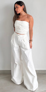 Trendy Attitude Denim Palazzo Two-Piece Set