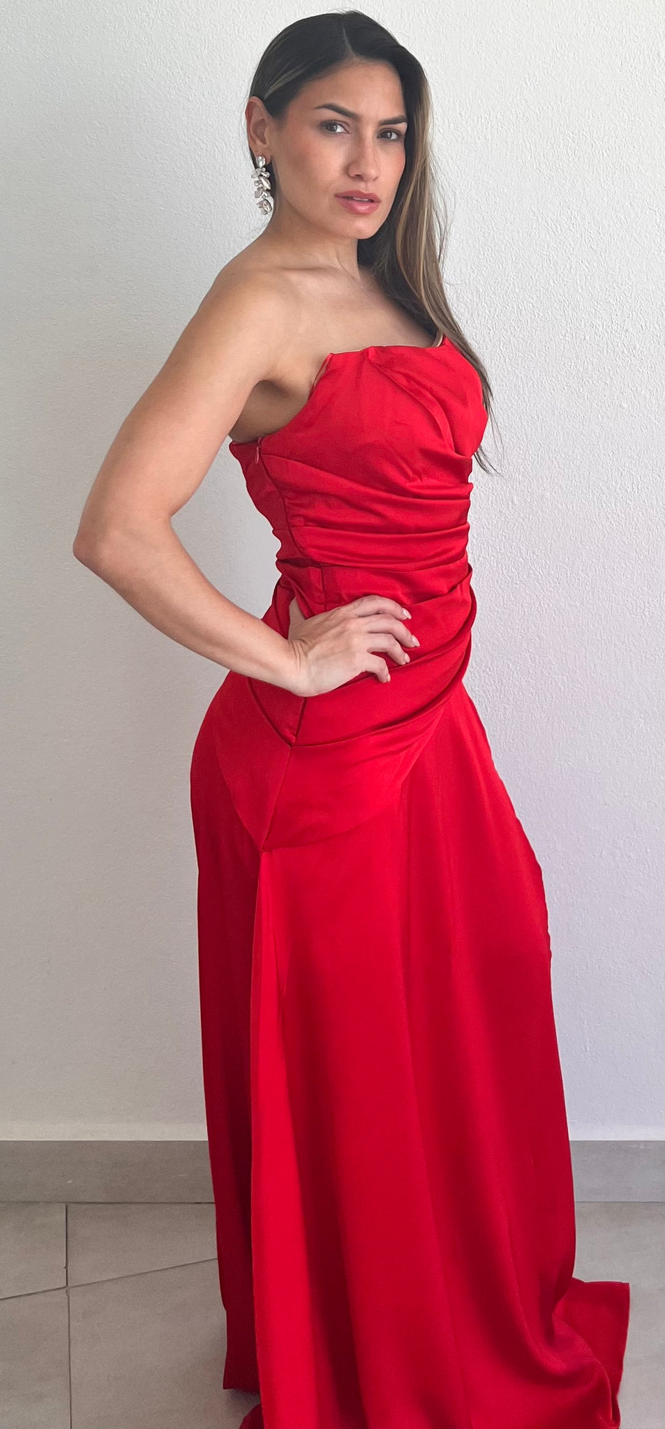 Stunning Example Red Satin Formal Dress