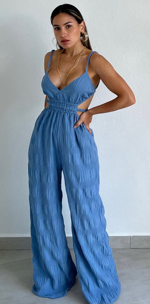 Divine Muse Midnight Blue Cut Out Jumpsuit