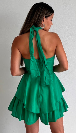 Flawless Days Green Halter Romper