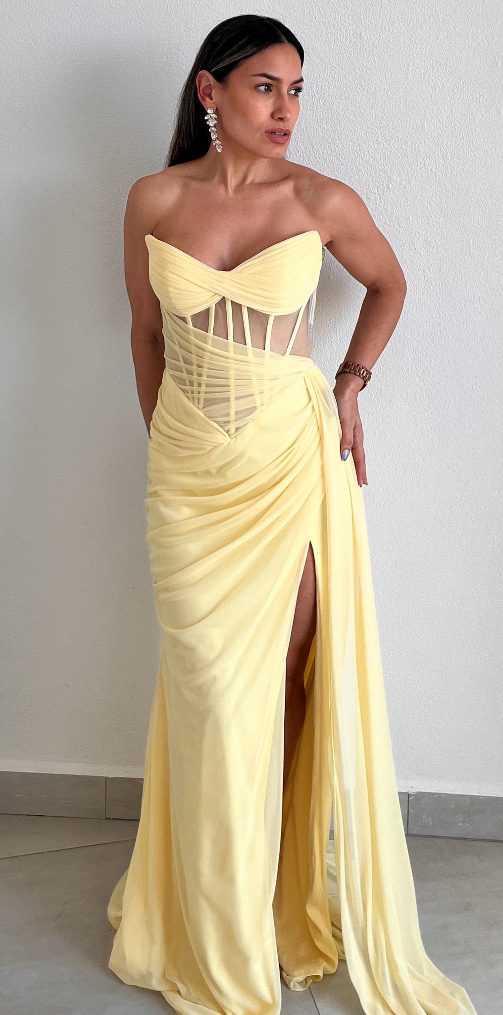 Spring Elegance Corset Mesh Formal Gown