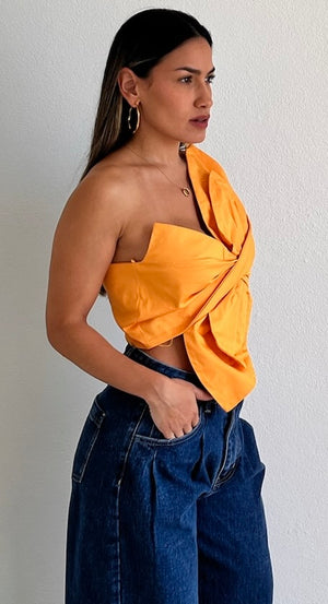 Bloom Style One-Shoulder Crop Top