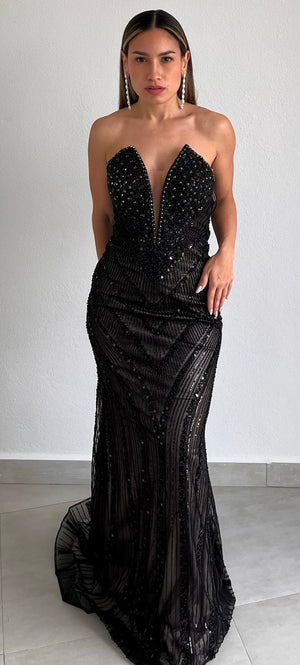 Elaborate Glam Black Beaded Formal Gown Zil boutique Elaborate Glam Black Beaded Formal Gown Zil boutique