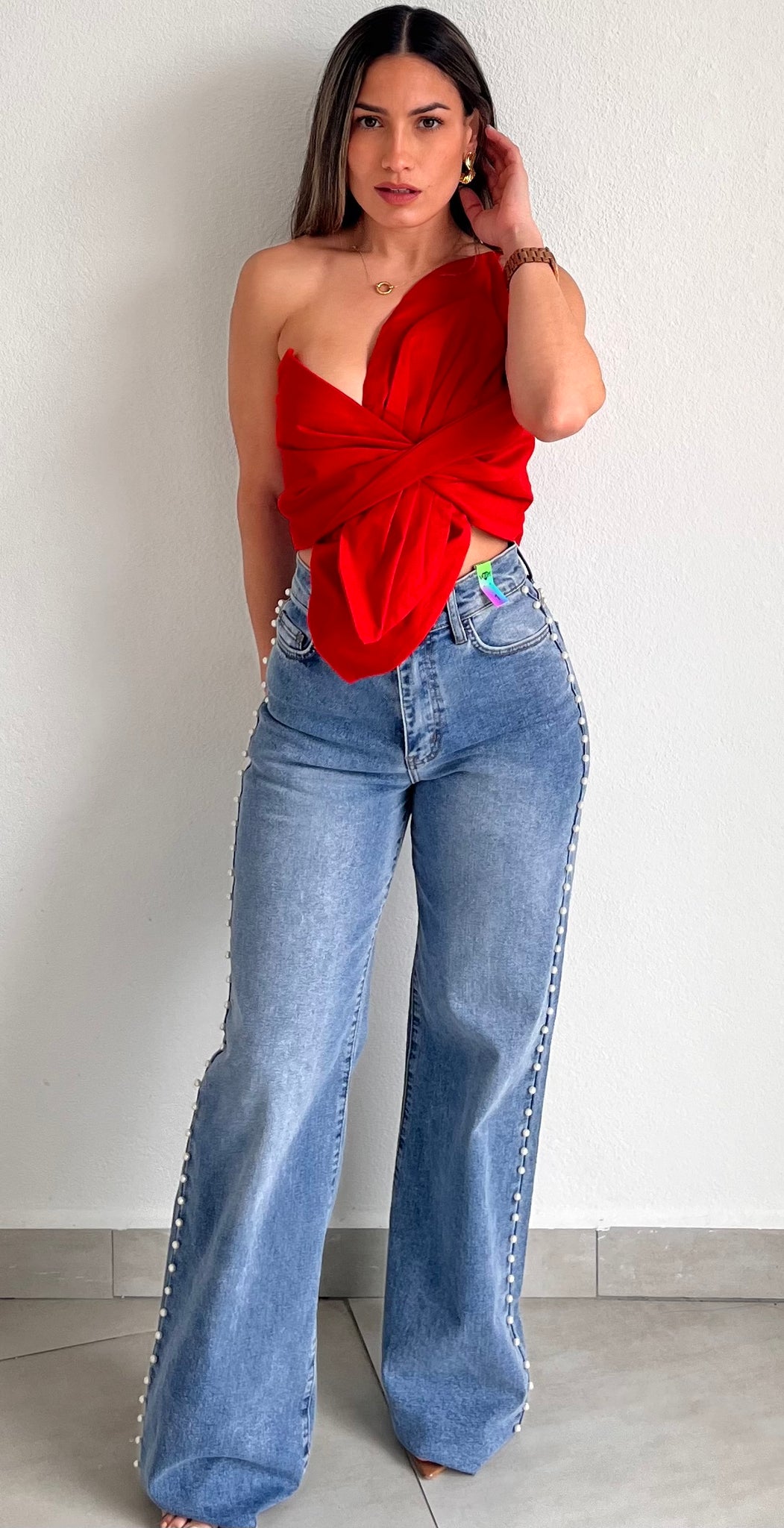 Bloom Style Red One-Shoulder Crop Top