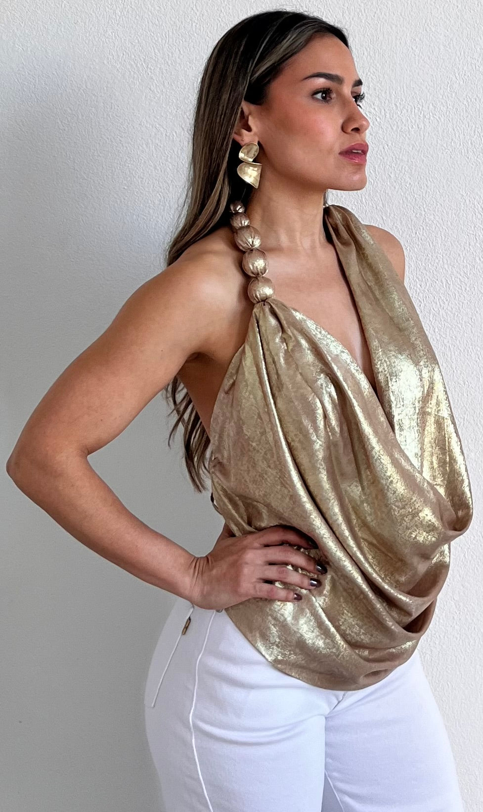 Resort Vibes Champagne Asymmetrical Top