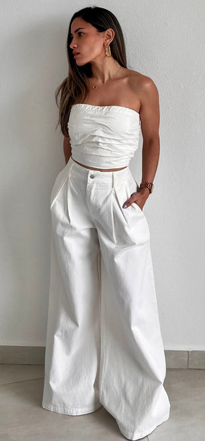 Trendy Attitude Denim Palazzo Two-Piece Set