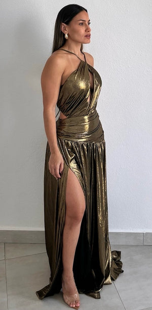 Glamorous Choice Gold Metallic Long Dress