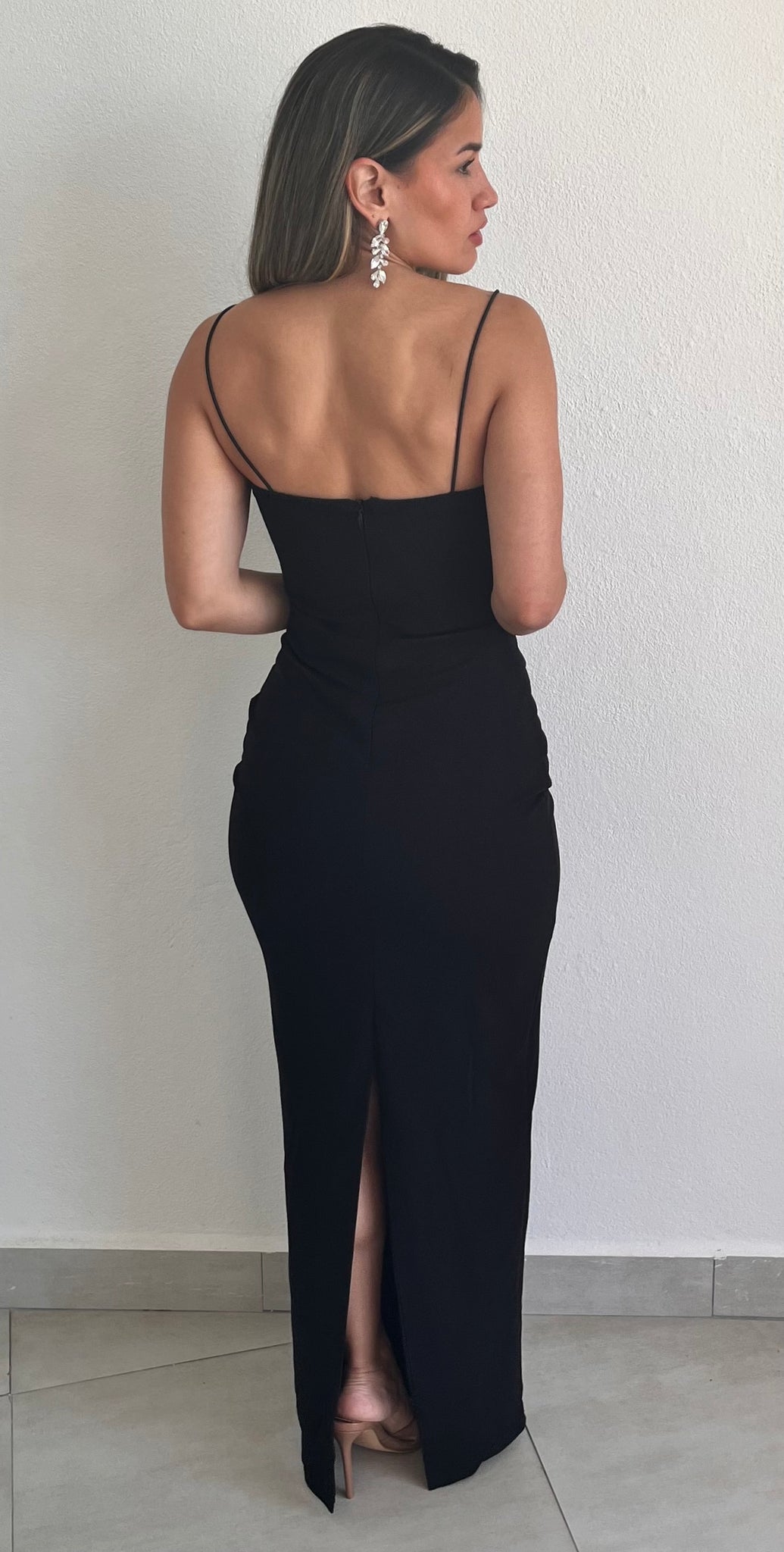 How Much I Care Black Bodycon Maxi Dress