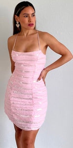 Ethernal Muse Light Pink Sequins Mini Dress