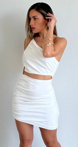 Impeccable Essence White One-Shoulder Dress