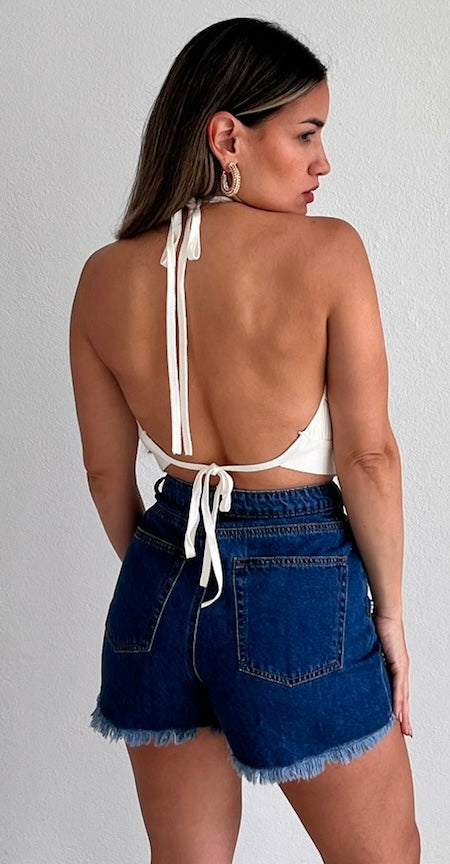 Always Easygoing Ivory Knit Halter Top